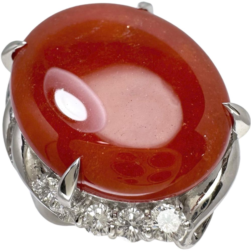 13号 赤ヒスイ/翡翠 21.72ct ダイヤモンド 0.70ct リング・指輪