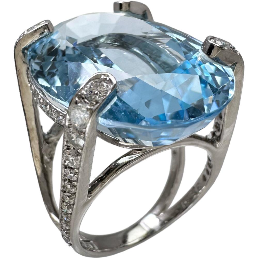 13号 ブルートパーズ 33.61ct ダイヤモンド 計0.95ct リング・指輪 