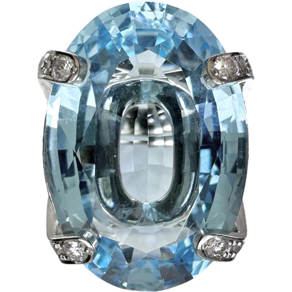 13号 ブルートパーズ 33.61ct ダイヤモンド 計0.95ct リング・指輪 