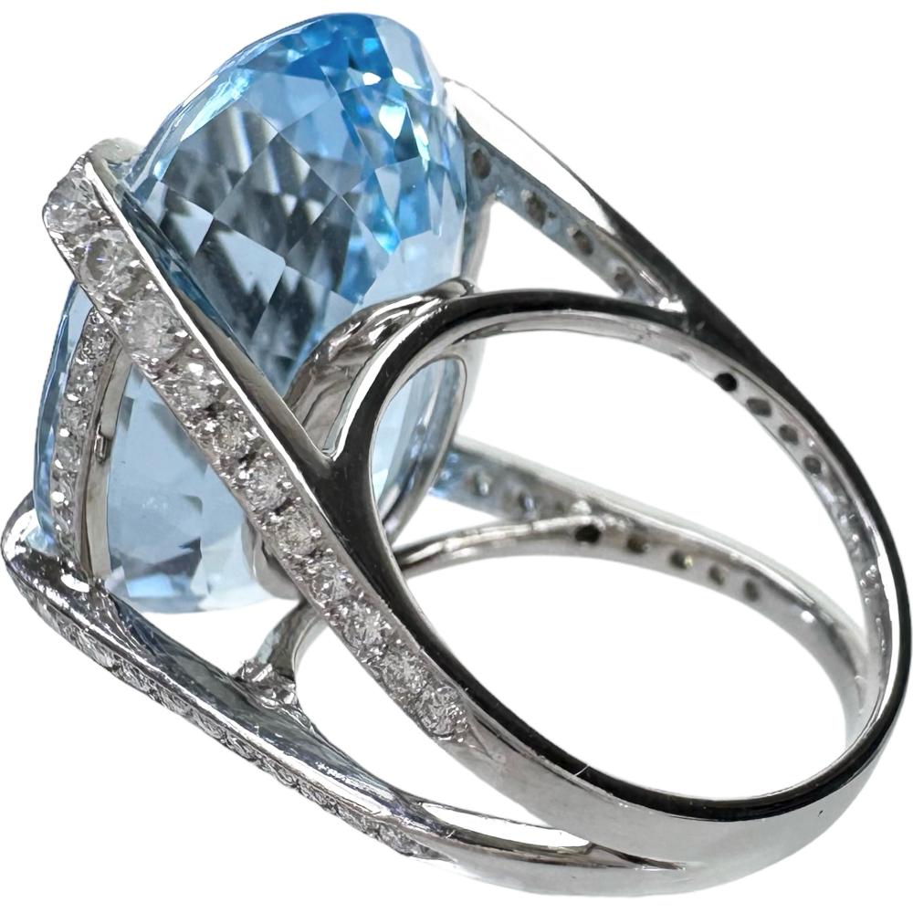 13号 ブルートパーズ 33.61ct ダイヤモンド 計0.95ct リング・指輪 