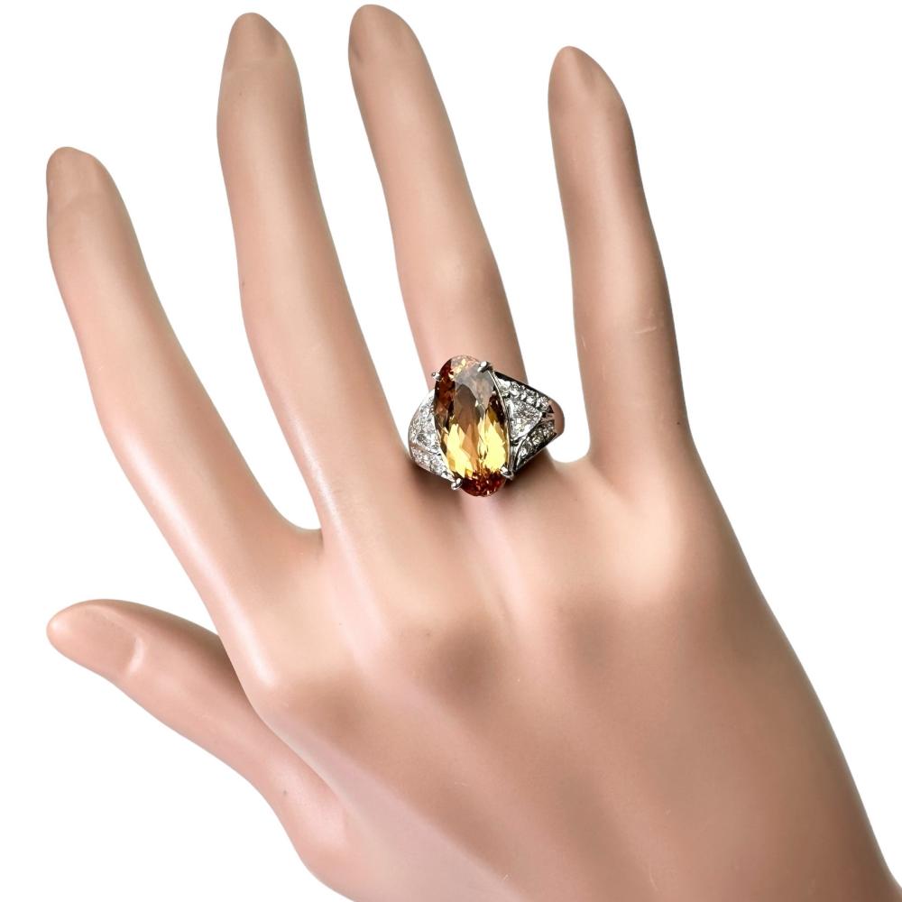 ♡インペリアルトパーズ♡プラチナ Pt900♡リング♡ 11号 インペリアルトパーズ 7.01ct ダイヤモンド計 0.86ct リング
