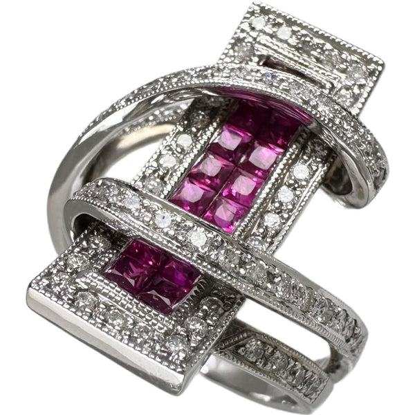 15号 ミステリーセッティング ルビー 計1.20ct ダイヤモンド 計0.46ct 