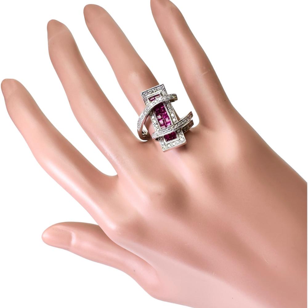 15号 ミステリーセッティング ルビー 計1.20ct ダイヤモンド 計0.46ct 