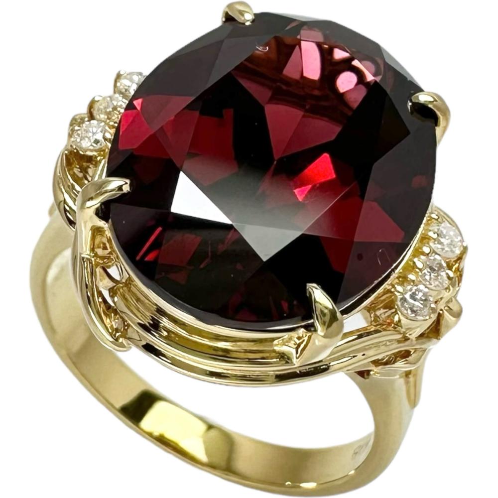 11号 ガーネット 9.75ct ダイヤモンド計 0.08ct リング・指輪 K18 