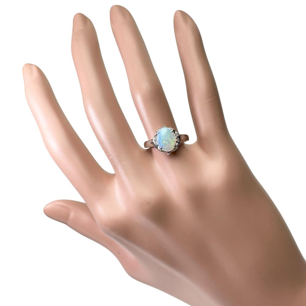 最高級品PT900オパール1.74ct ダイヤ0.13ctリング 13号 オパール ダイヤモンド 計0.028ct リング・指輪 Pt900プラチナ