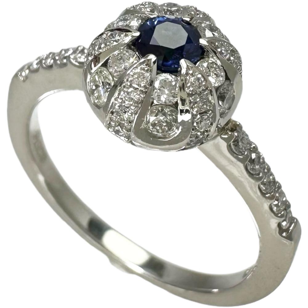 13号 サファイア 0.19ct ダイヤモンド計 0.50ct リング・指輪 Pt900 