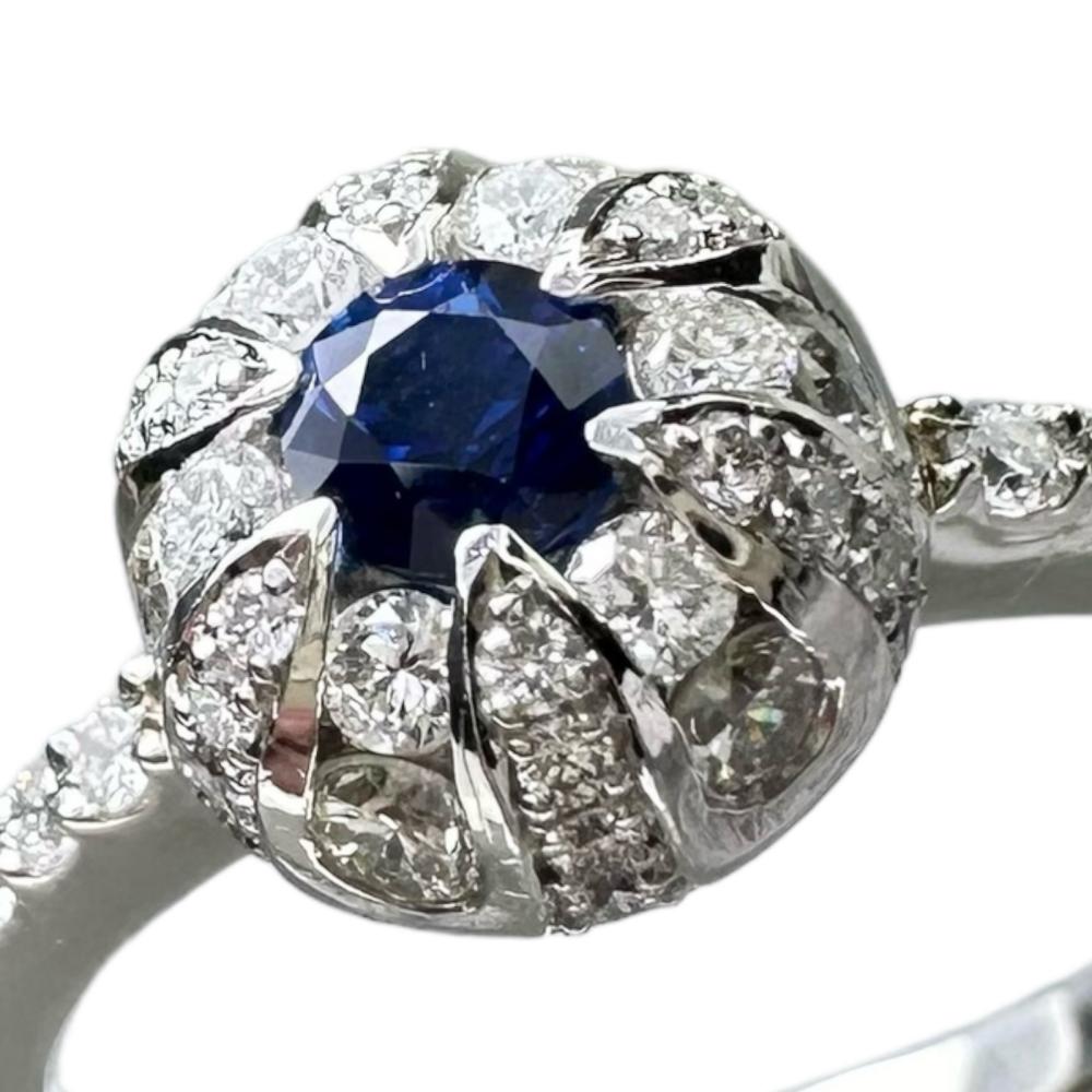 13号 サファイア 0.19ct ダイヤモンド計 0.50ct リング・指輪 Pt900 