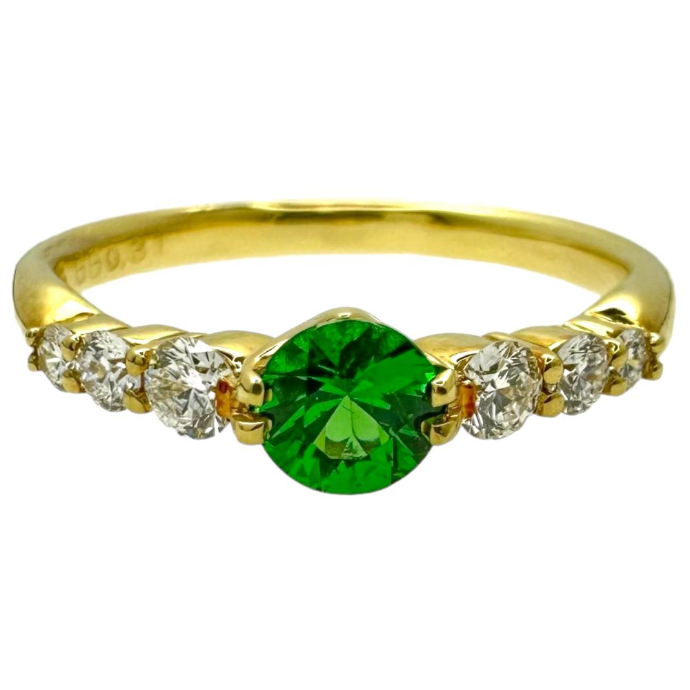 12号 グリーングロッシュラーガーネット 0.31ct ダイヤモンド 計0.23ct 