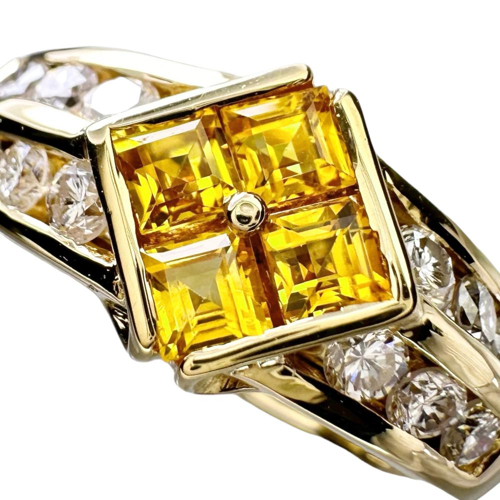12.5号 ゴールデンサファイア 計0.68ct ダイヤモンド 計0.49ct リング 