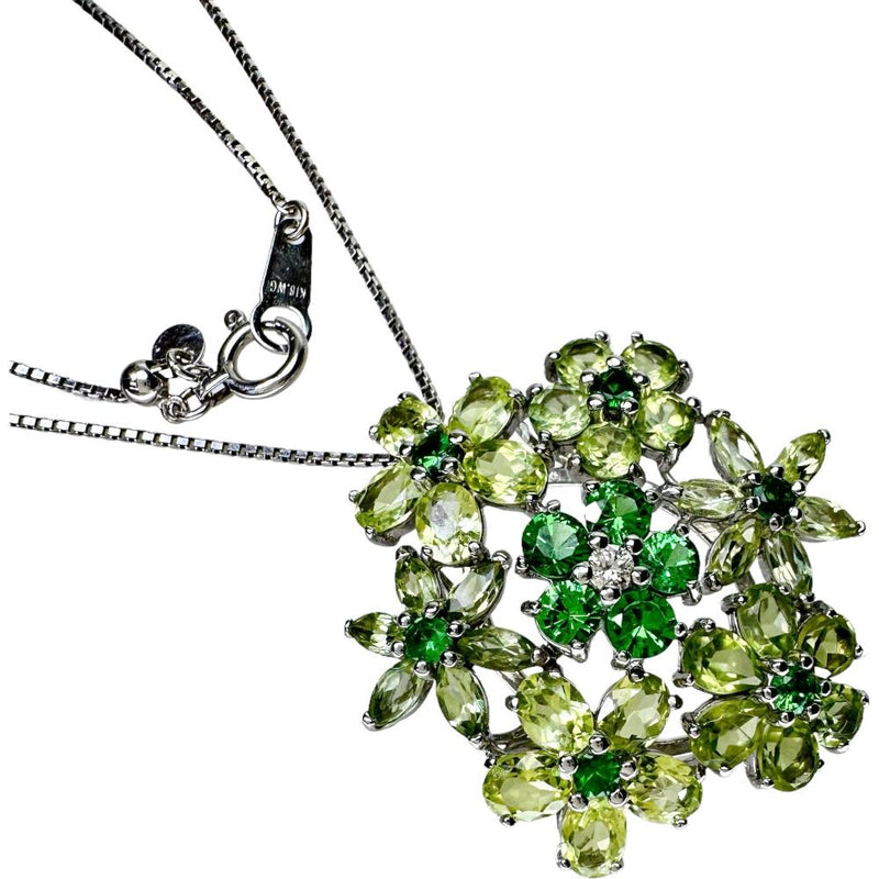 フラワーモチーフ グリーンガーネット 計0.85ct ペリドット 計2.28/計2.50ct ダイヤモンド 計0.04ct ネックレス K18WGホワイトゴールド 18金 7.9g 45.0cm レディース
【中古】【真子質店】【NN】




【KMaK】