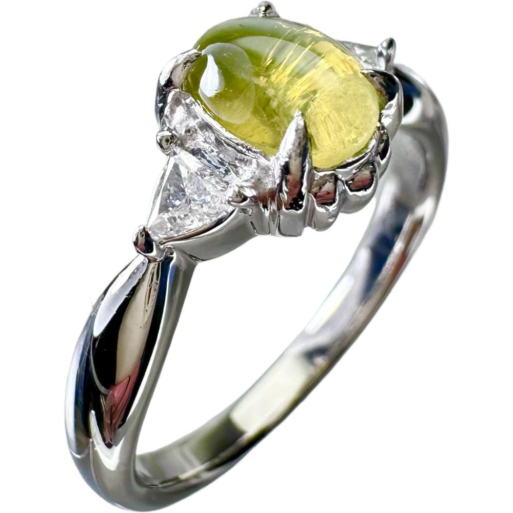 14.5号 キャッツアイ 1.01ct ダイヤモンド 計0.12ct リング・指輪