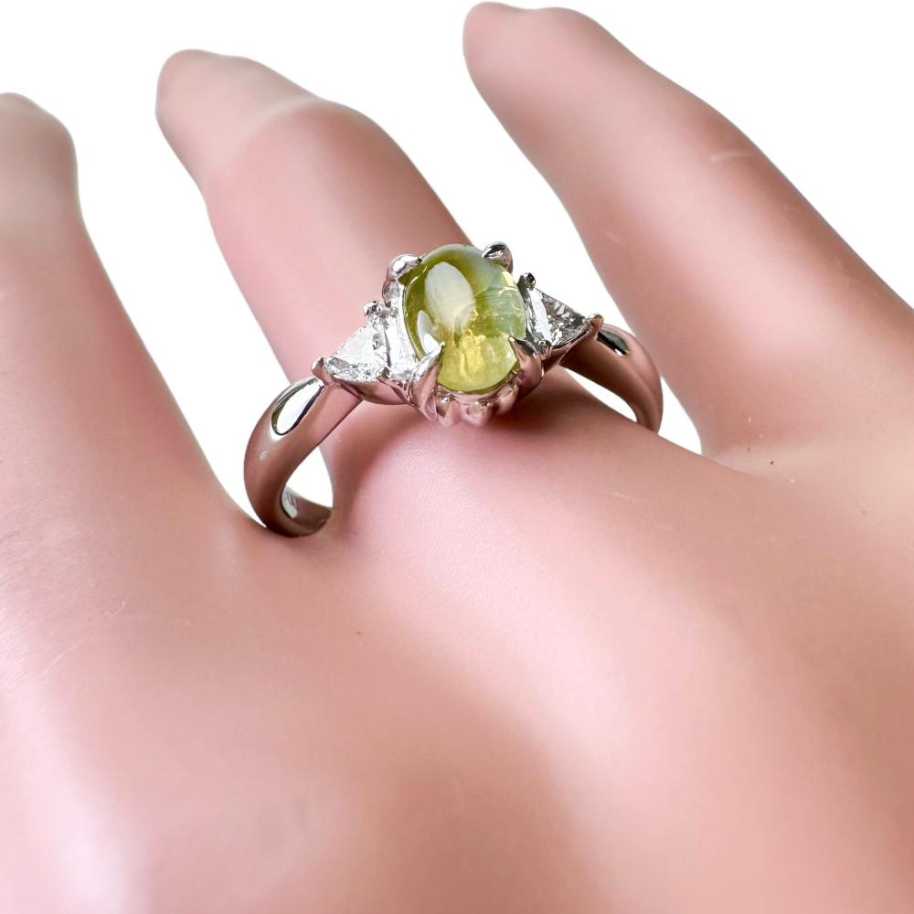 14.5号 キャッツアイ 1.01ct ダイヤモンド 計0.12ct リング・指輪