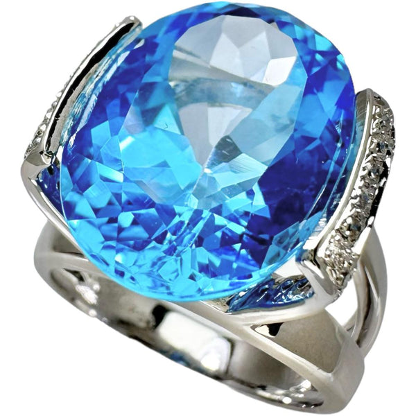 13号 ブルートパーズ 15.21ct ダイヤモンド 計0.21ct リング・指輪