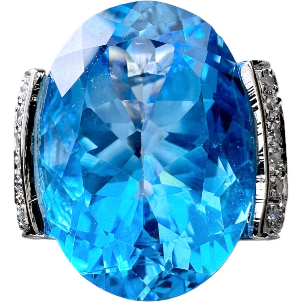 13号 ブルートパーズ 15.21ct ダイヤモンド 計0.21ct リング・指輪