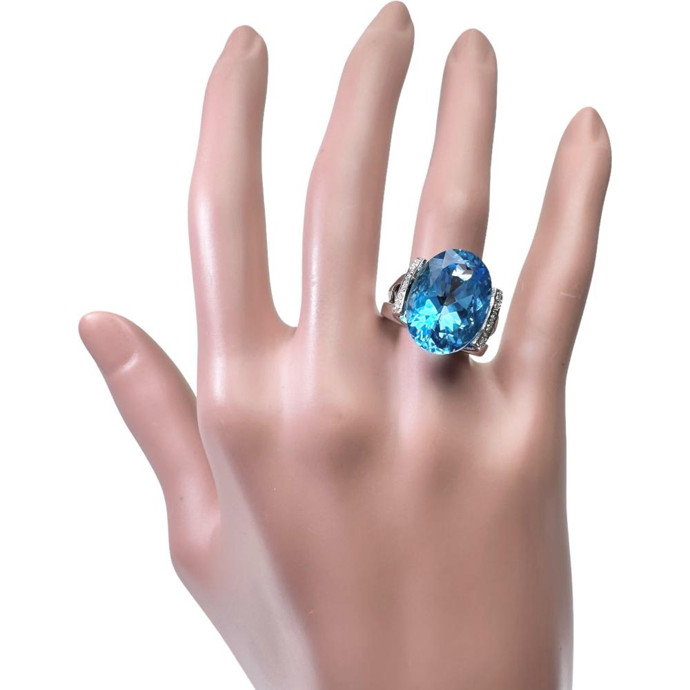 13号 ブルートパーズ 15.21ct ダイヤモンド 計0.21ct リング・指輪