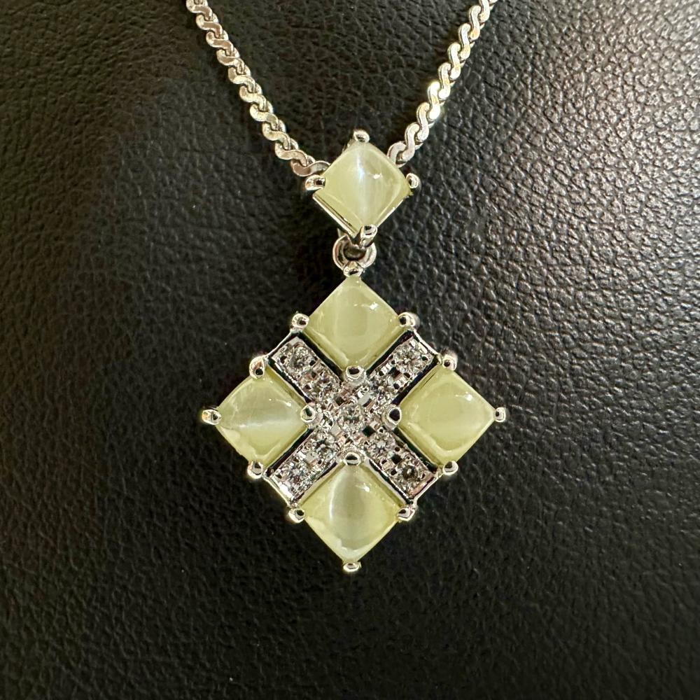 vintage ／18KGF リング&ペンダントトップ クリソベリルキャッツアイ クリソベリルキャッツアイ 計2.04ct ダイヤモンド 計0.09ct ペンダント