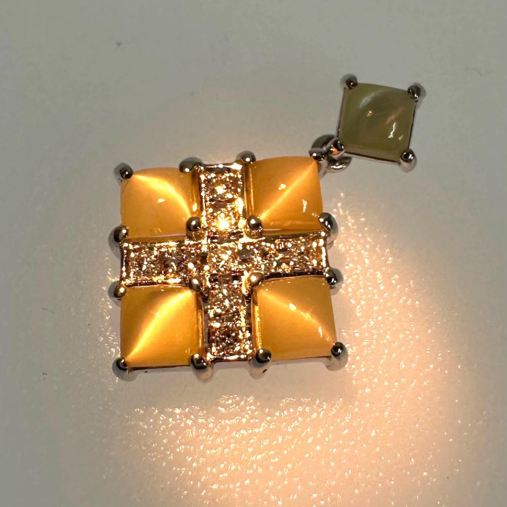 クリソベリルキャッツアイ 計2.04ct ダイヤモンド 計0.09ct ペンダント