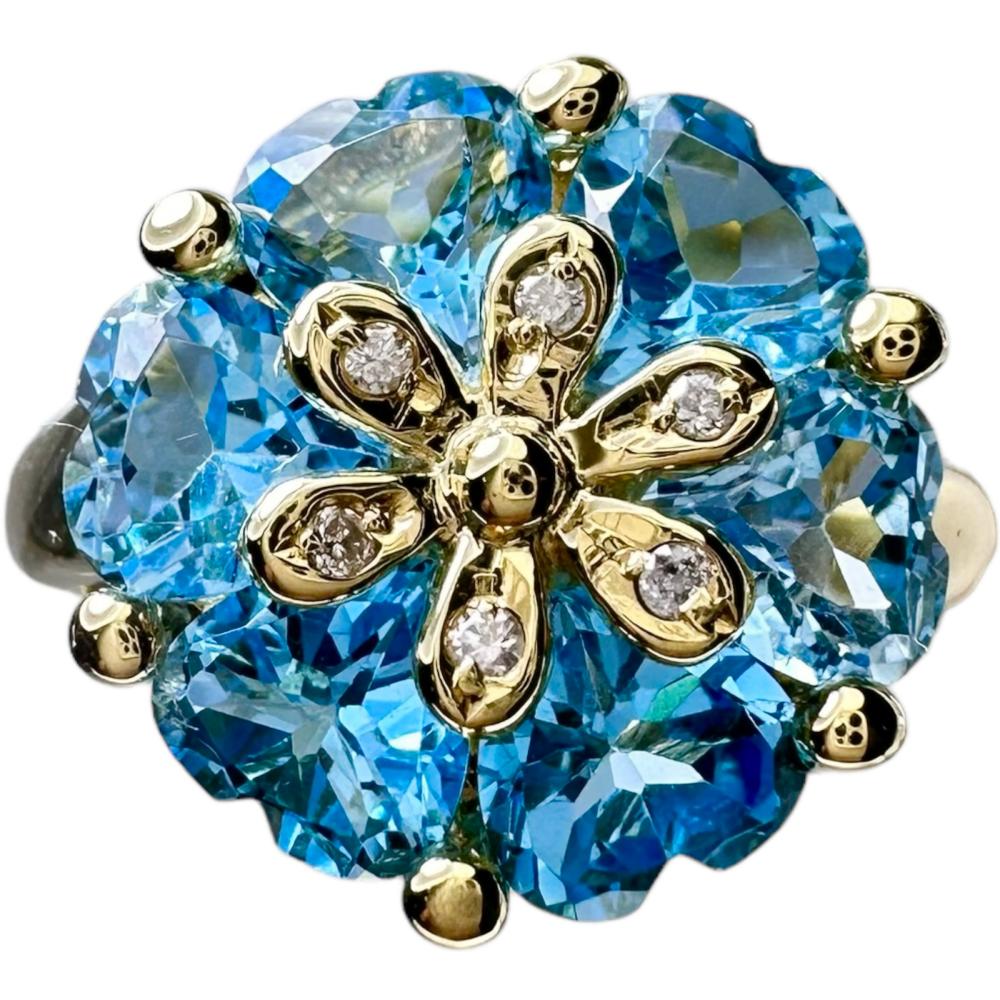 10.5号 お花/フラワーモチーフ ブルートパーズ ダイヤモンド 0.04ct