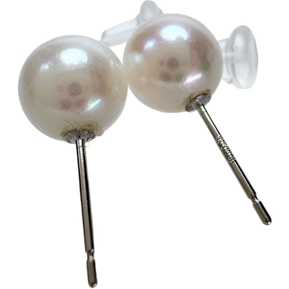 アコヤ真珠 7mmUP ピアス K14WGホワイトゴールド 14金 1.2g レディース