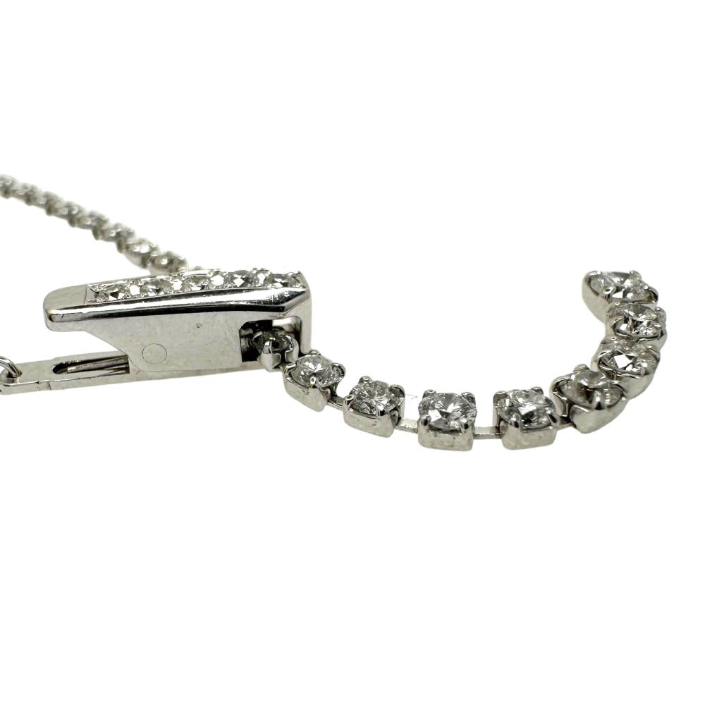 ループタイ風 ダイヤモンド 計1.00ct ネックレス K18WGホワイト