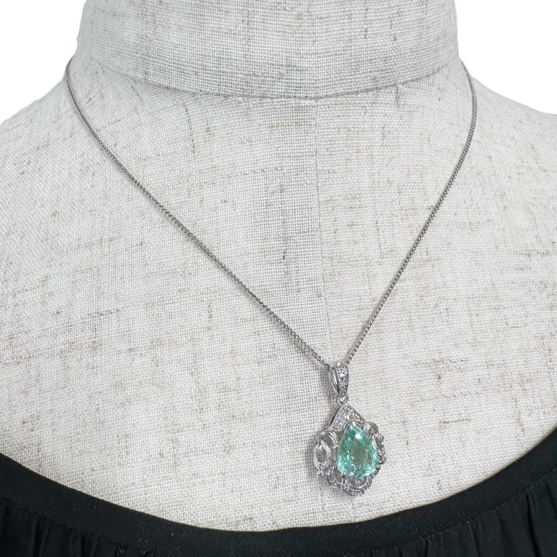 パライバトルマリン 3.19ct ダイヤモンド 計0.13ct ペンダント