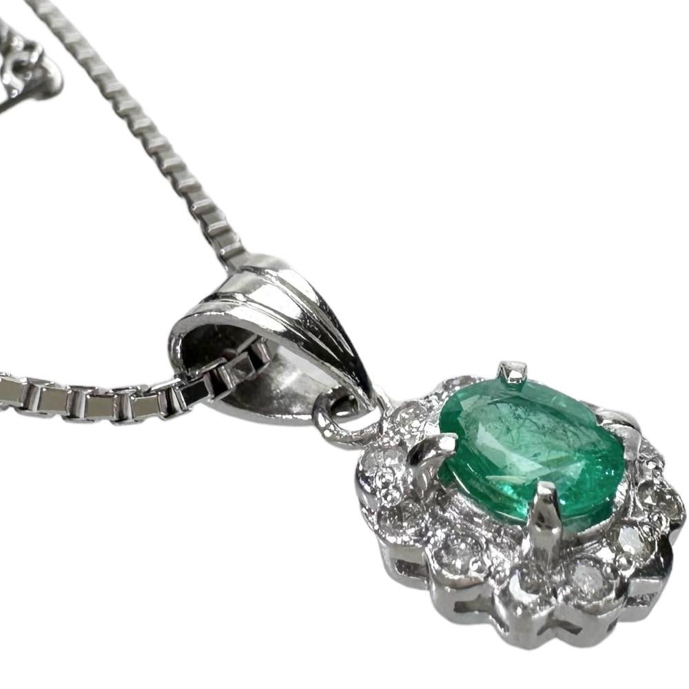 エメラルド 0.33ct ダイヤモンド 計0.08ct ネックレス Pt900プラチナ 
