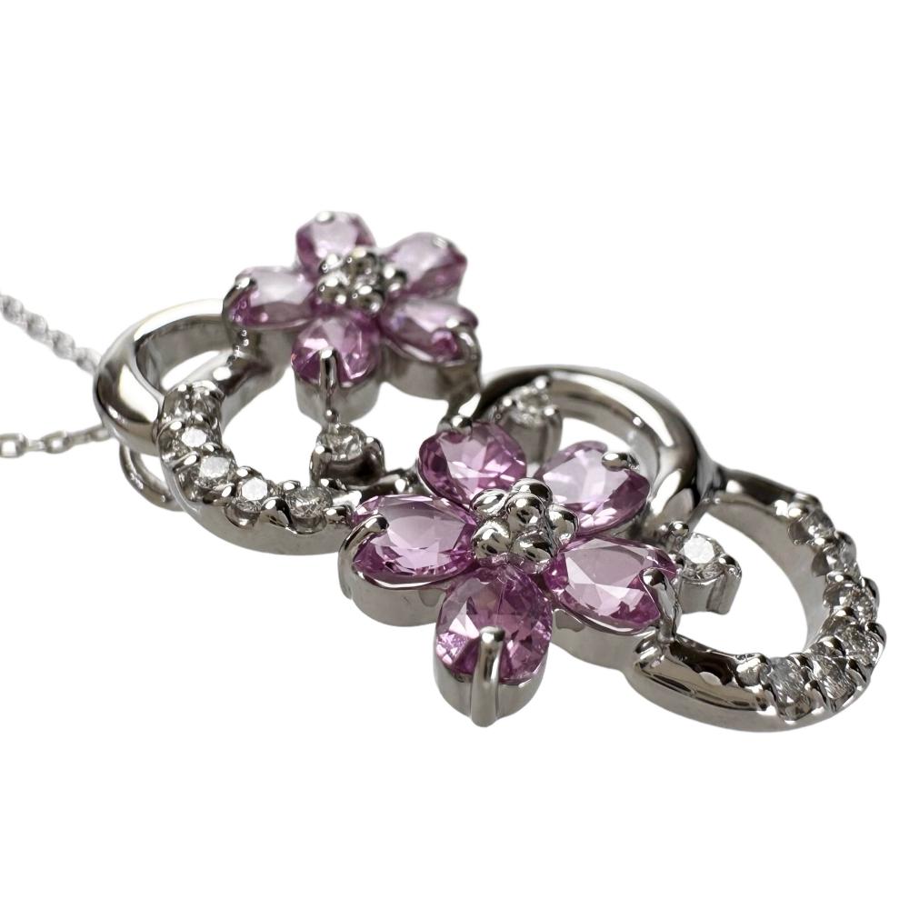 花/フラワーデザイン ピンクサファイア 1.00ct ダイヤモンド 0.08ct