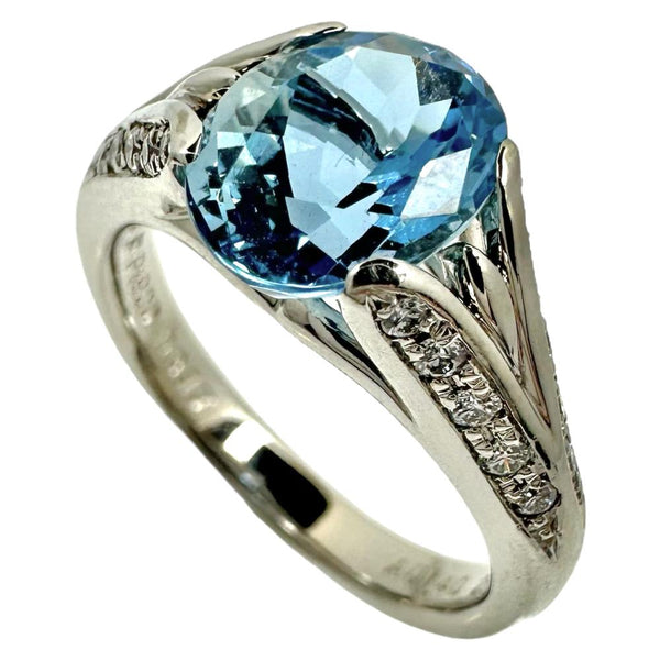 Pt900　リング　アクアマリン0.96ct　ダイヤモンド0.43ct 12号 5C243880-28C7-4AC5-B109-