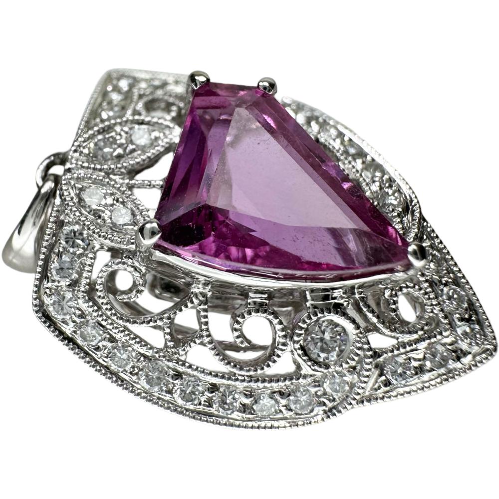 ピンクサファイア 2.38ct ダイヤモンド 0.30ct ペンダントトップ K18WG