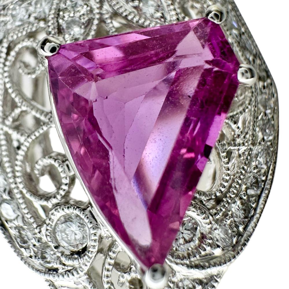 ピンクサファイア 2.38ct ダイヤモンド 0.30ct ペンダントトップ K18WG