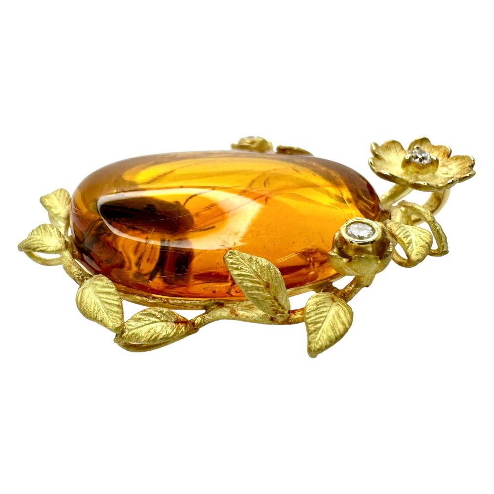 琥珀/コハク (虫入り) ダイヤモンド 計0.099ct ペンダントトップ K18