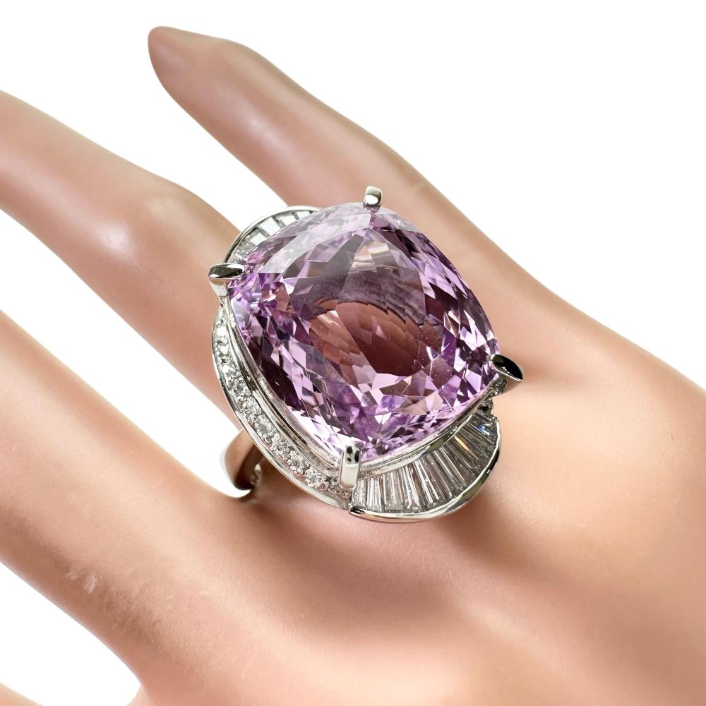 17号 クンツァイト 21.68ct ダイヤモンド 計1.11ct リング・指輪