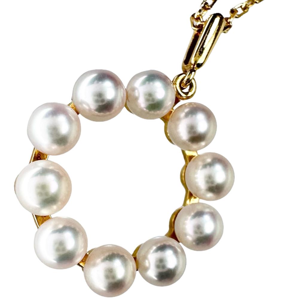 【極美品】ミキモト パール ベビーパール ネックレス サークル K18 ケース付 MIKIMOTO/ミキモト】 サークルデザイン アコヤベビーパール/真珠
