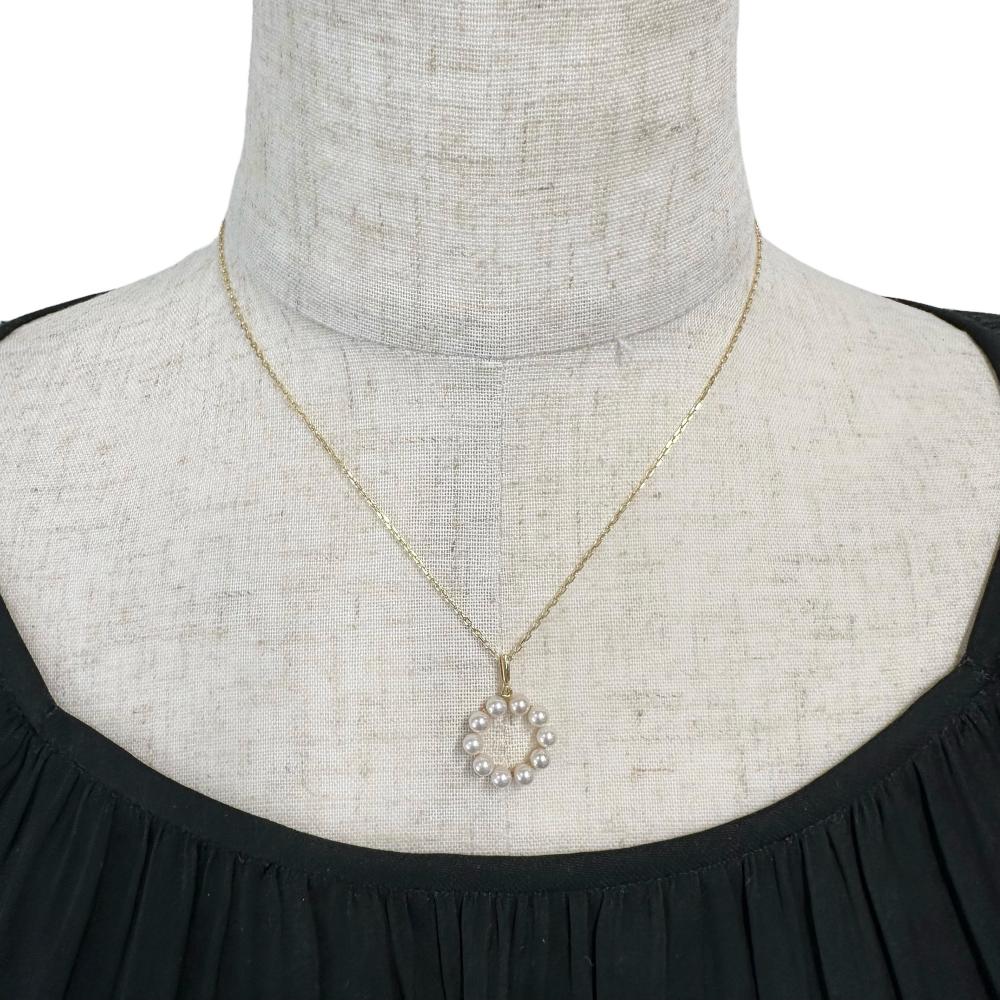 【極美品】ミキモト パール ベビーパール ネックレス サークル K18 ケース付 3.8～4.0mm】美品 ミキモト アコヤ ベビーパール ネックレス K18