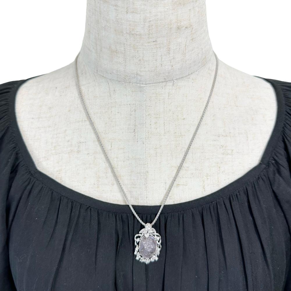 黒蝶貝/シェルカメオ ダイヤモンド 0.034ct シードパール ネックレス