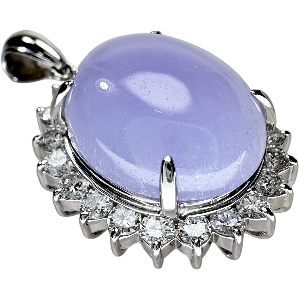 pt900ラベンダーヒスイペンダント ラベンダーヒスイ/翡翠 11.02ct ダイヤモンド 0.92ct ペンダントトップ