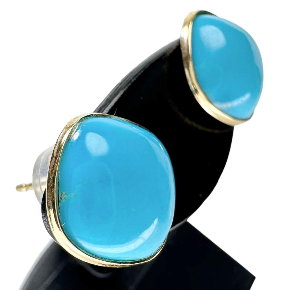 トルコ石（ターコイズ） ピアス K18ゴールド 18金 1.9g レディース