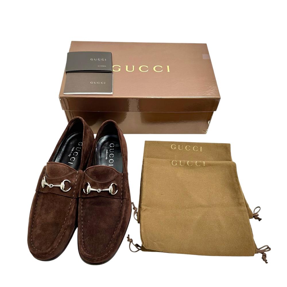 GUCCI スエード ブラウン シューズ GUCCI/グッチ】 41.5 ローファー/スエード ブラウン メンズ【中古
