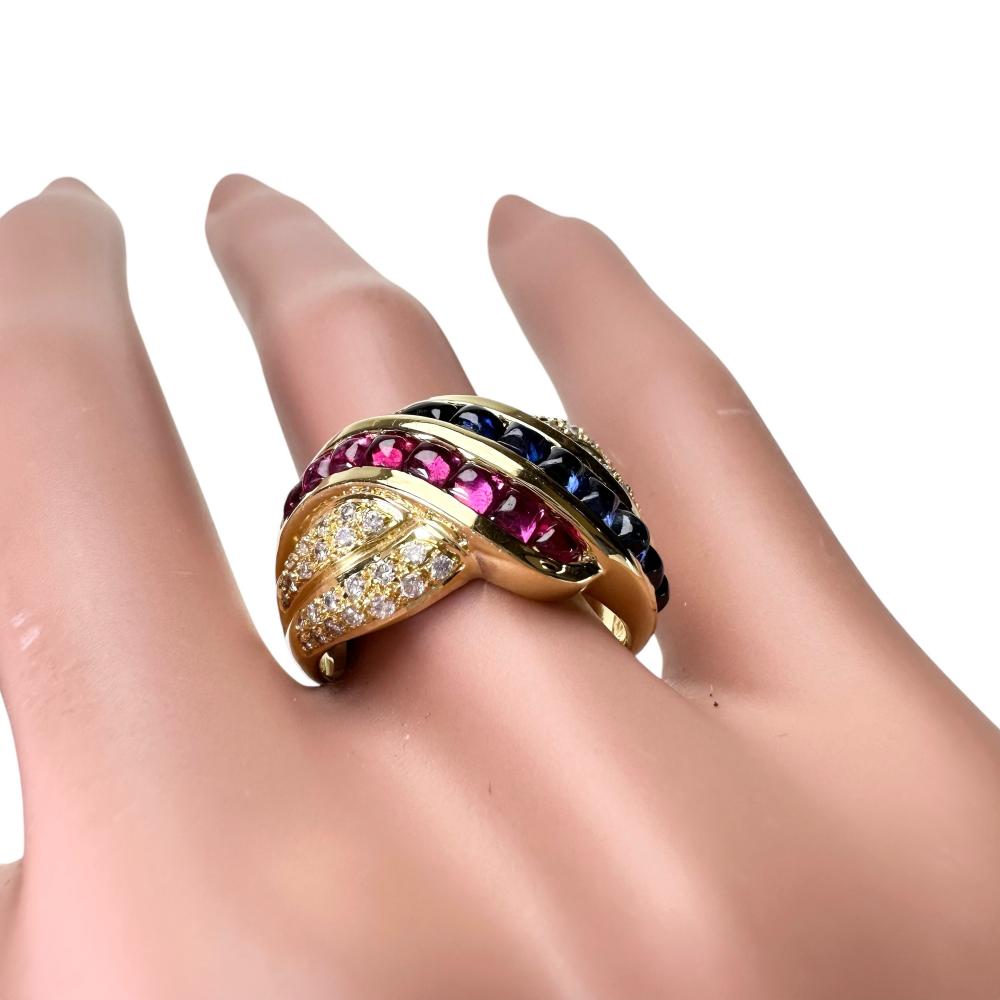 １３号　【極美品】　天然宝石　ルビー　サファイア　ダイヤモンド　18金 13号【極美品】天然宝石ルビーサファイアダイヤモンド18金