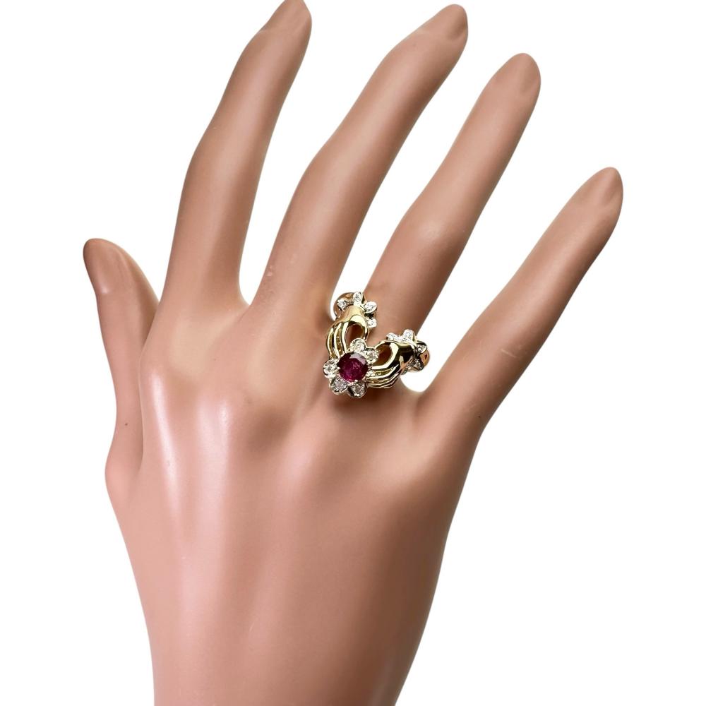 14号 仕上げ済 ハンドモチーフ ルビー 0.57ct ダイヤモンド 計013ct