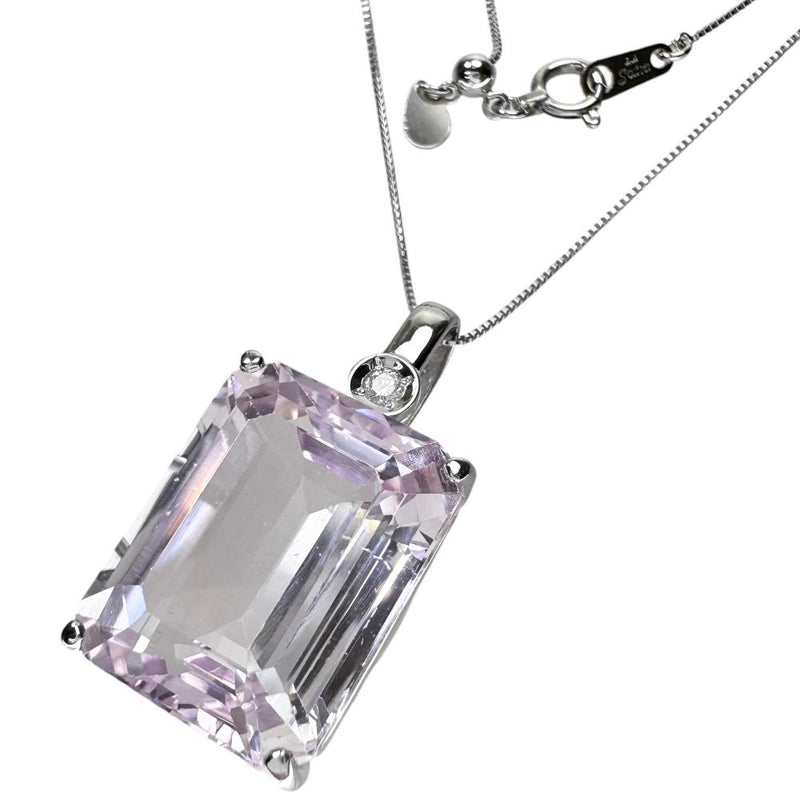 クンツァイト 20.97ct ダイヤモンド 計0.05ct ネックレス Pt900プラチナ/Pt850プラチナ 11.0g 50cm レディース,  【中古】【真子質店】【NN】, 【MoTMi】