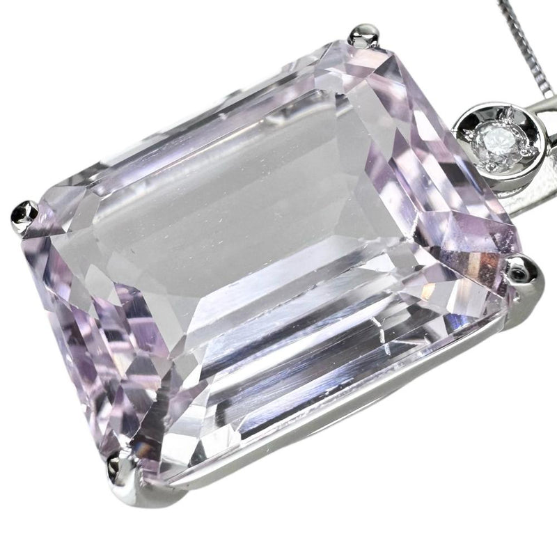 クンツァイト 20.97ct ダイヤモンド 計0.05ct ネックレス Pt900プラチナ/Pt850プラチナ 11.0g 50cm レディース,  【中古】【真子質店】【NN】, 【MoTMi】