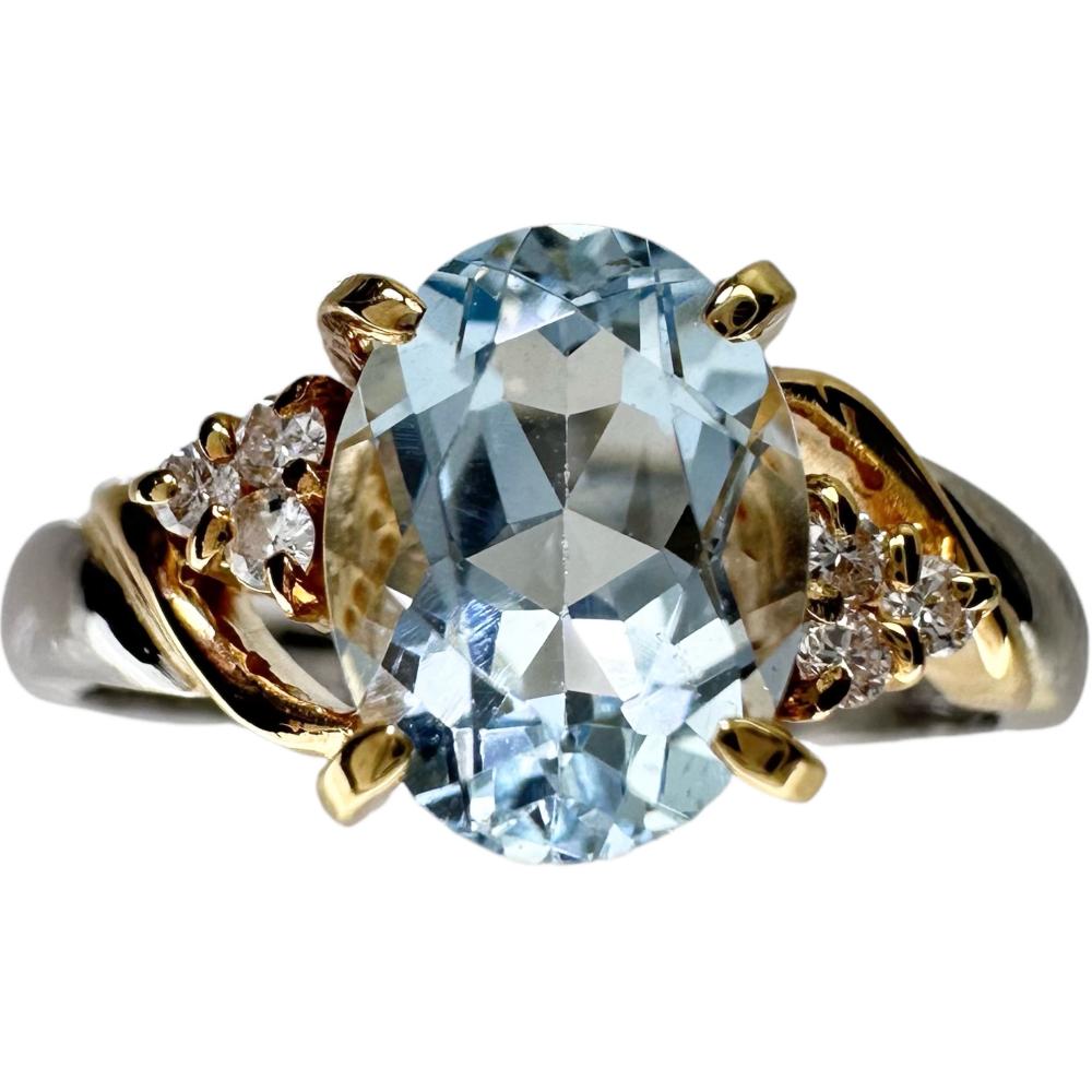 12号 アクアマリン 1.23ct ダイヤモンド 計0.08ct リング・指輪 Pt900