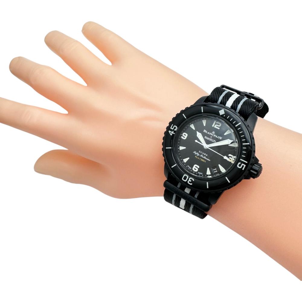 Swatch Blancpain x Swatch S035B400 Men's Watch, Ceramic/Nylon