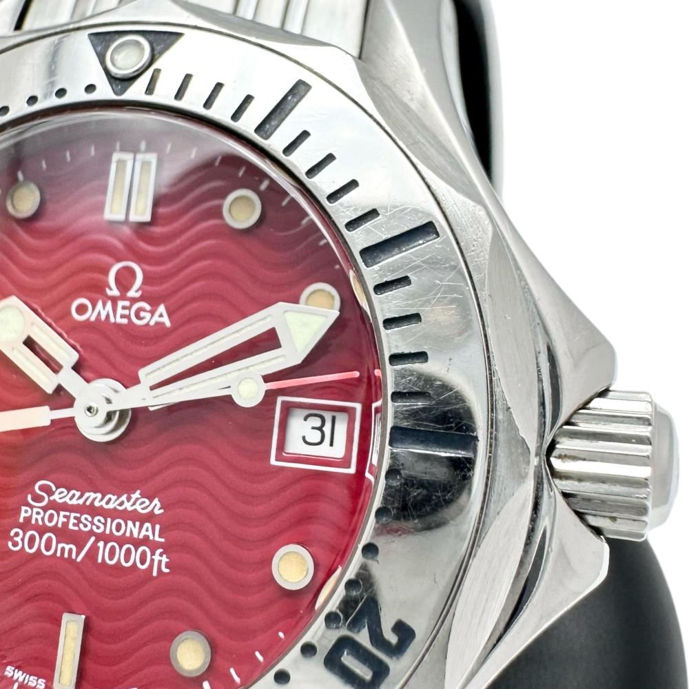 OMEGA/オメガ】 シーマスター 丸井限定 2582.61 腕時計 ステンレススチール クオーツ レッド文字盤 レディース 【中古】【真 –  真子質店 PawnShopMAKO