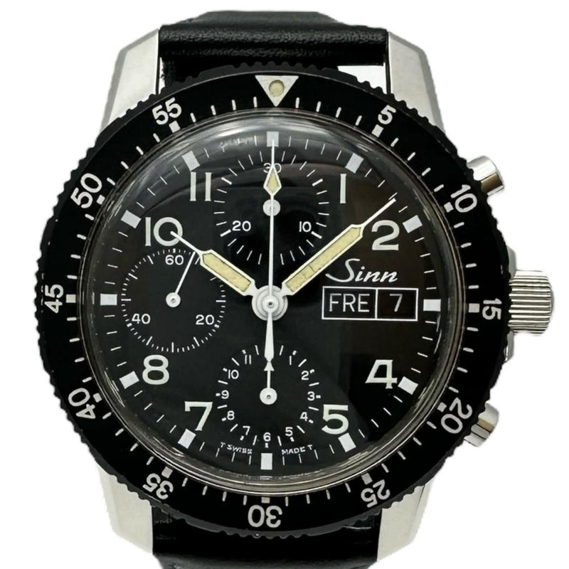 【Sinn/ジン】 デイデイト クロノフラフ 103.B.HD オーバーホール済 腕時計 ステンレススチール/レザー 手巻き 黒文字盤/黒革ベルト メンズ
【中古】【真子質店】【GD】




【ITYMo】