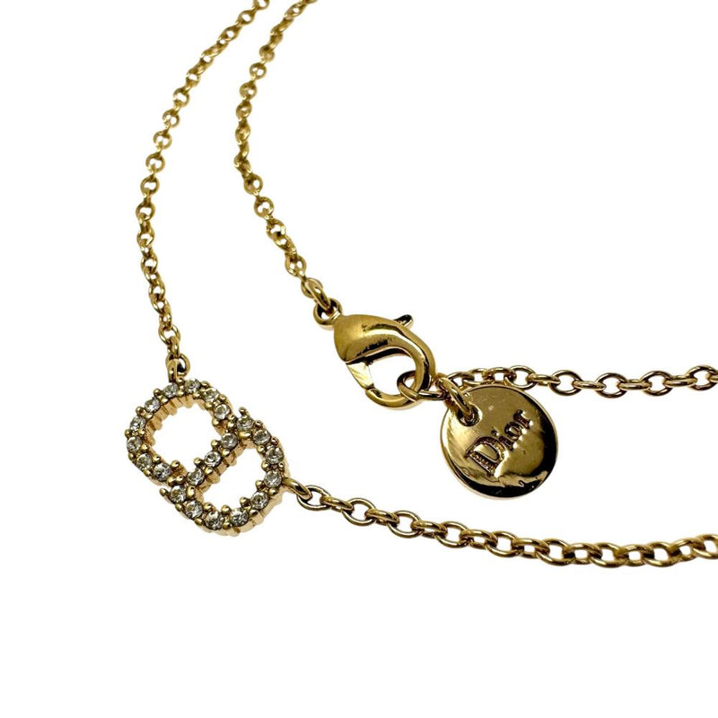 美品 Dior クリスチャンディオール ロゴ ストーン ゴールド ネックレス Christian Dior/クリスチャンディオール】 ロゴ ネックレス GP