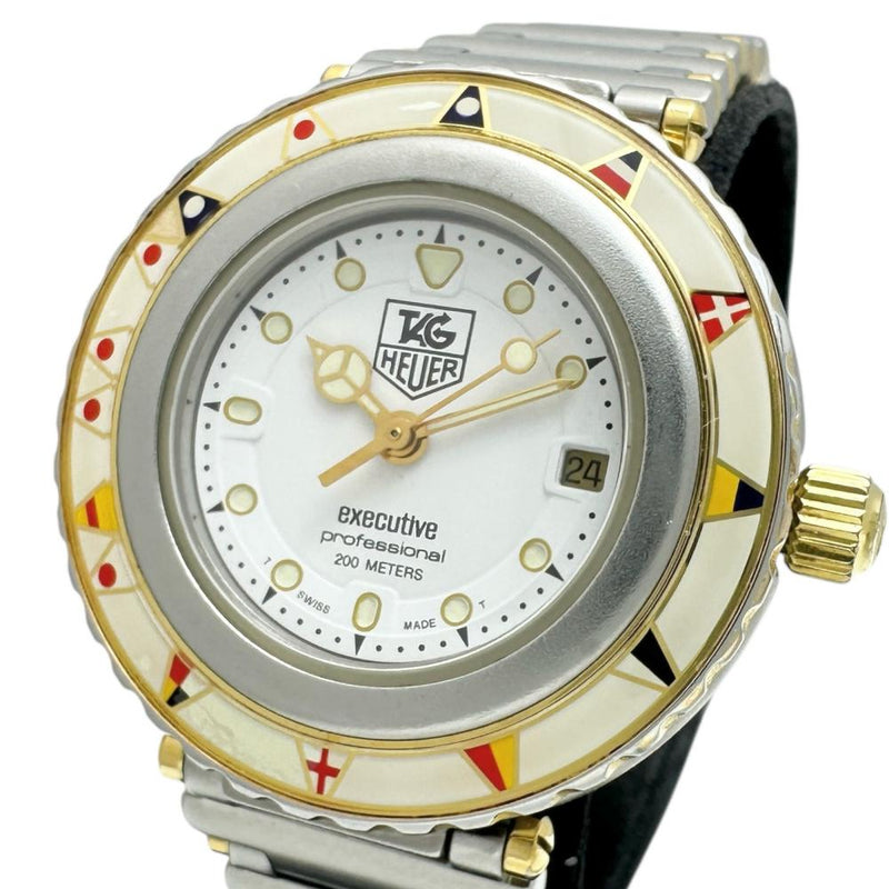 【TAG HEUER/タグホイヤー】 エグゼクティブ 915.808 腕時計 ステンレススチール/一部GP クオーツ ホワイト文字盤/シルバーベルト レディース 【中古】【真子質店】【GD】 【TKx】