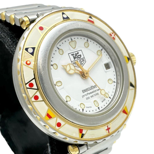 【TAG HEUER/タグホイヤー】 エグゼクティブ 915.808 腕時計 ステンレススチール/一部GP クオーツ ホワイト文字盤/シルバーベルト レディース 【中古】【真子質店】【GD】 【TKx】