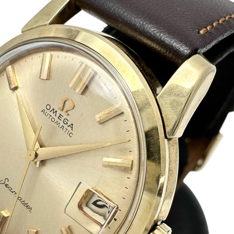 【OMEGA/オメガ】 シーマスター ヴィンテージ Ref.14762.61SC デイト　金メッキ 腕時計 GP/レザー/ステンレス 自動巻き/オートマ ゴールド文字盤/茶革（社外製） メンズ
【中古】【真子質店】【GD】




【IxIT】